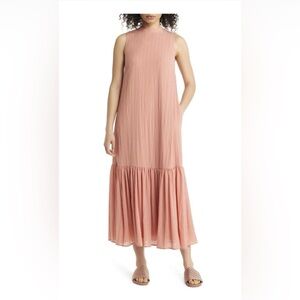 NORDSTROM Sleeveless Seersucker Maxi Sift Dress Pink Desert size Small